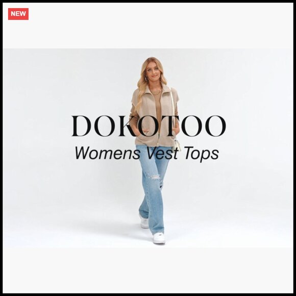 Oversized Waffle Knit Vest Zipper Up Cap Sleeve Side Pockets Chic Casual - Picture 7 of 7